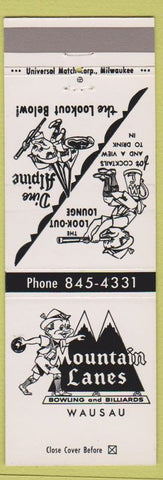 Matchbook Cover - Mountain Lanes Wausau WI bowling billiards