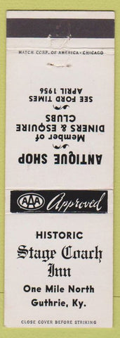 Matchbook Cover - Stage Coach Inn Guthrie KY antiques
