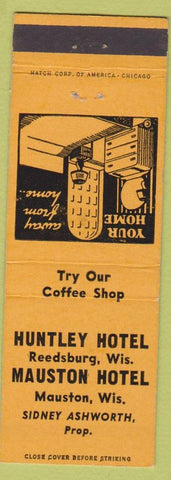 Matchbook Cover - Huntley Hotel Reedsburg WI Mauston Sidney Ashworth
