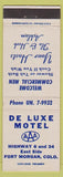 Matchbook Cover - Deluxe Motel AAA Fort Morgan Colorado Flo Herb Acklam