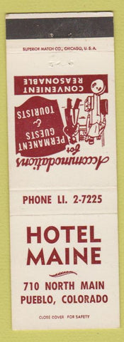 Matchbook Cover - Hotel Maine Pueblo Colorado