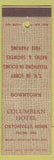 Matchbook Cover - Columbian Hotel Ortonville MN low phone #