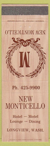 Matchbook Cover - New Monticello Hotel Longview WA