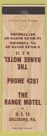 Matchbook Cover - Range Motel Dillsburg PA Chalet Restaurant
