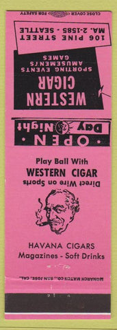 Matchbook Cover - Western Cigar Cuban Havana Seattle WA pink
