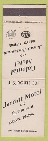 Matchbook Cover - Jarratt Motel VA AAA
