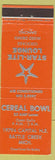 Matchbook Cover - Cereal Bowl Starlite Lounge Battle Creek MI orange