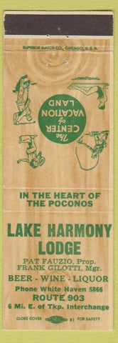 Matchbook Cover - Lake Harmony Lodge White Haven? PA