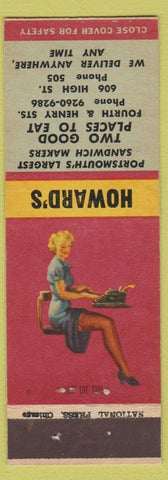 Matchbook Cover - Howard's Portsmouth VA pinup