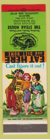 Matchbook Cover - The Steak House Lafayette OR hillbilly