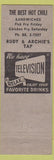 Matchbook Cover - Rudy and Archie's Tap Milwaukee WI chili pinup