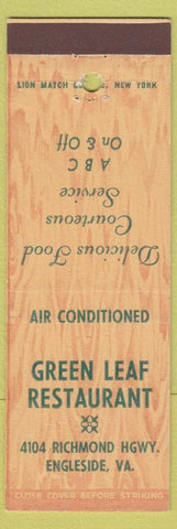 Matchbook Cover - Green Leaf Restaurant Engleside VA