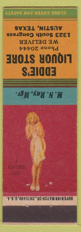 Matchbook Cover - Eddie's Liquor Store Austin TX WWII pinup