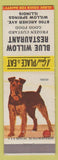 Matchbook Cover - Blue Willow Restaurant Willow Springs IL Terrier Dog