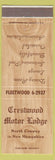 Matchbook Cover - Crestwood Motor Lodge North Conway NH