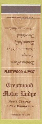 Matchbook Cover - Crestwood Motor Lodge North Conway NH