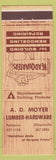 Matchbook Cover - AD Moyer Lumber Hardware Pottstown Gilbertsville PA