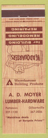 Matchbook Cover - AD Moyer Lumber Hardware Pottstown Gilbertsville PA