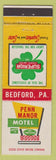 Matchbook Cover - Penn Manor Motel Bedford PA
