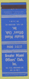 Matchbook Cover - Greater Miami Officers' Club Miami FL ADVANCE
