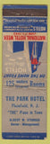 Matchbook Cover - Park Hotel Plainfield NJ WORN