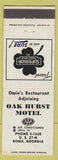 Matchbook Cover - Oak Hurst Motel Rome GA AAA