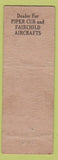 Matchbook Cover - Stewart Flying Massena Lake Placid low phone WORN Piper Planes