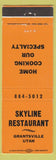 Matchbook Cover - Skyline Restaurant Grantsville UT