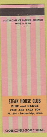Matchbook Cover - Steak House Club Breckenridge MN WEAR