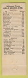Matchbook Cover - Rogue River Cafe Gold Beach OR low phone hillbilly