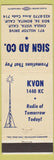 Matchbook Cover - Advertising Chula Vista CA KVON Radio 1440