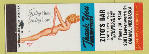 Matchbook Cover - Zito's Bar Omaha NE pinup