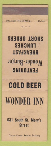Matchbook Cover - Wonder Inn hamburgers NO TOWN WEAR