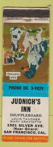 Matchbook Cover - Judnich's Inn San Francisco CA WEAR shuffleboard