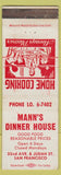 Matchbook Cover - Mann's Dinner House San Francisco CA WEAR