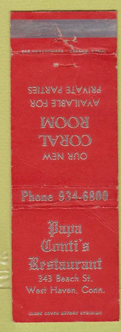 Matchbook Cover - Papa Court's West Haven CT CREASES WORN