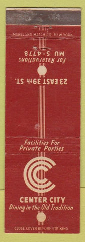 Matchbook Cover - Center City Restaurant New York City WEAR