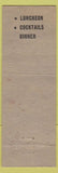 Matchbook Cover - Center City Restaurant New York City WEAR