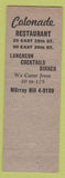 Matchbook Cover - French Colonade Restaurant New York City WORN