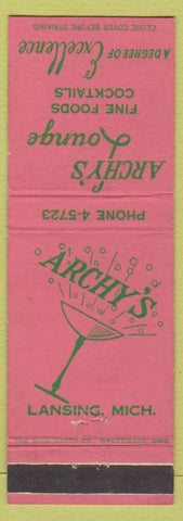 Matchbook Cover - Archy's Lounge Lansing MI