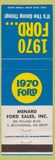 Matchbook Cover - 1970 Ford Menard South Bellingham MA