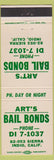 Matchbook Cover - Art's Bail Bonds Indio CA