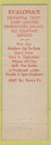 Matchbook Cover - Evalona Dairy Ice Cream Denver Colorado