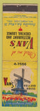 Matchbook Cover - Van's Holland House Wilmington DE restaurant WEAR