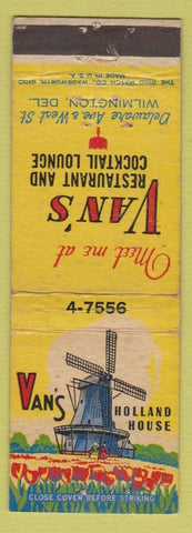 Matchbook Cover - Van's Holland House Wilmington DE restaurant WEAR