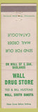 Matchbook Cover - Wall Drug Store Wall SD white