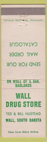 Matchbook Cover - Wall Drug Store Wall SD white