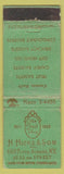 Matchbook Cover - H Hicks Son New York City Fruit Shop WEAR
