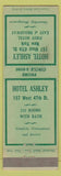 Matchbook Cover - Hotel Ashley New York City WEAR