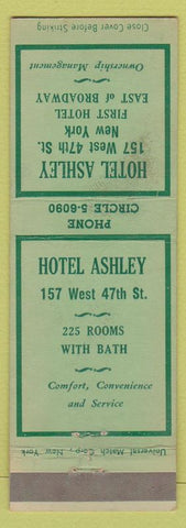 Matchbook Cover - Hotel Ashley New York City WEAR